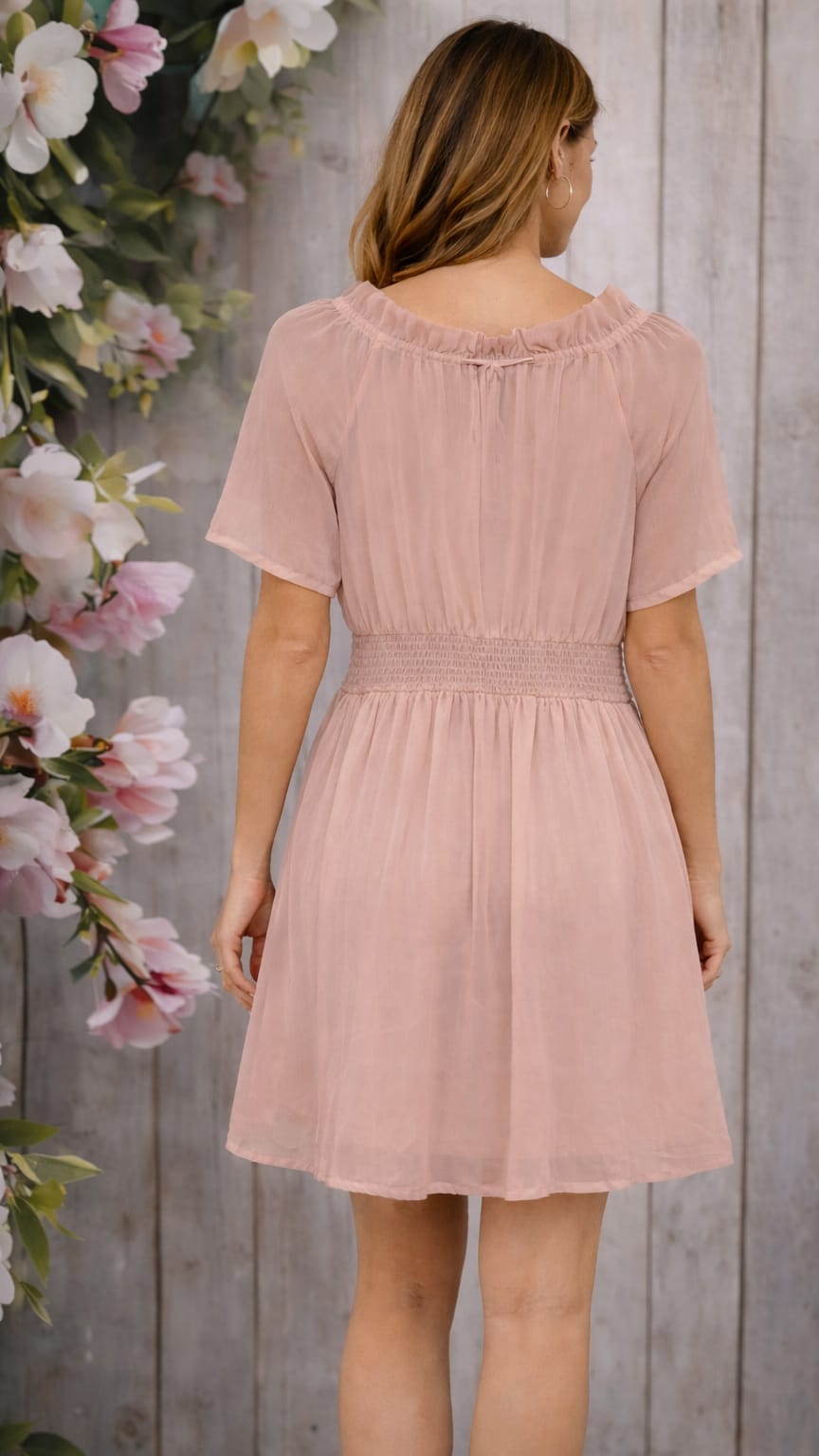 Na-kd shirred smoke waist dress