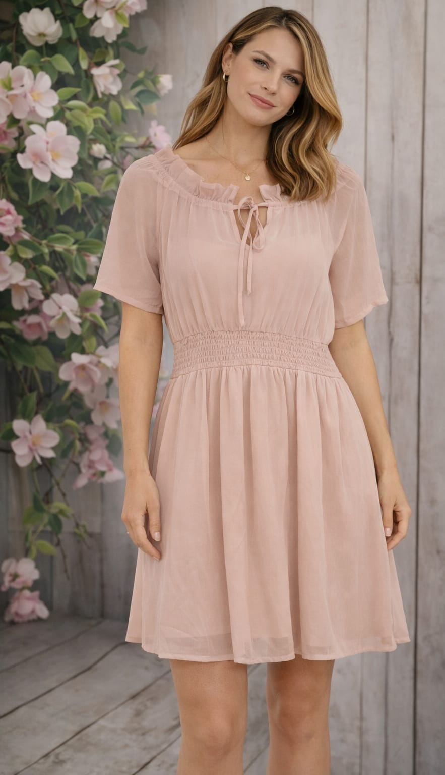 Na-kd shirred smoke waist dress