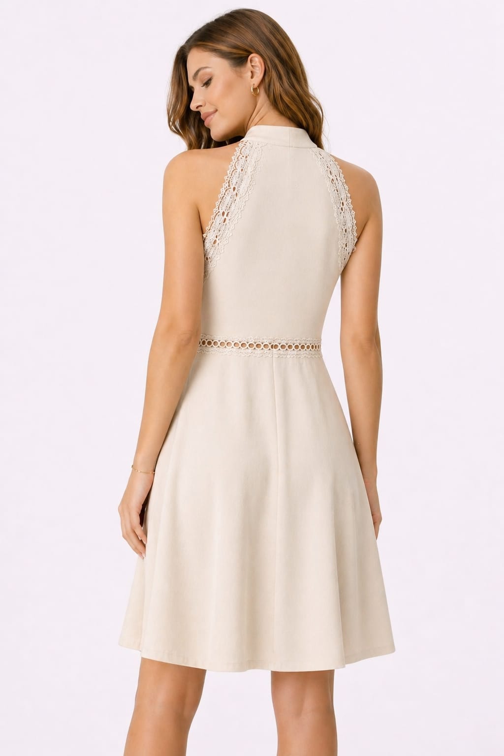 Mojito elegant cream mini dress