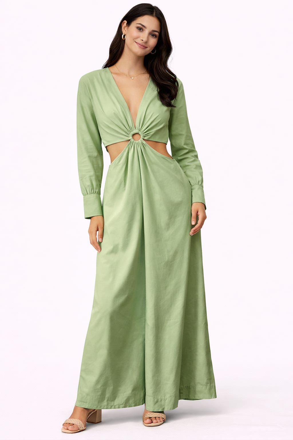Mango lightweight green shade dress