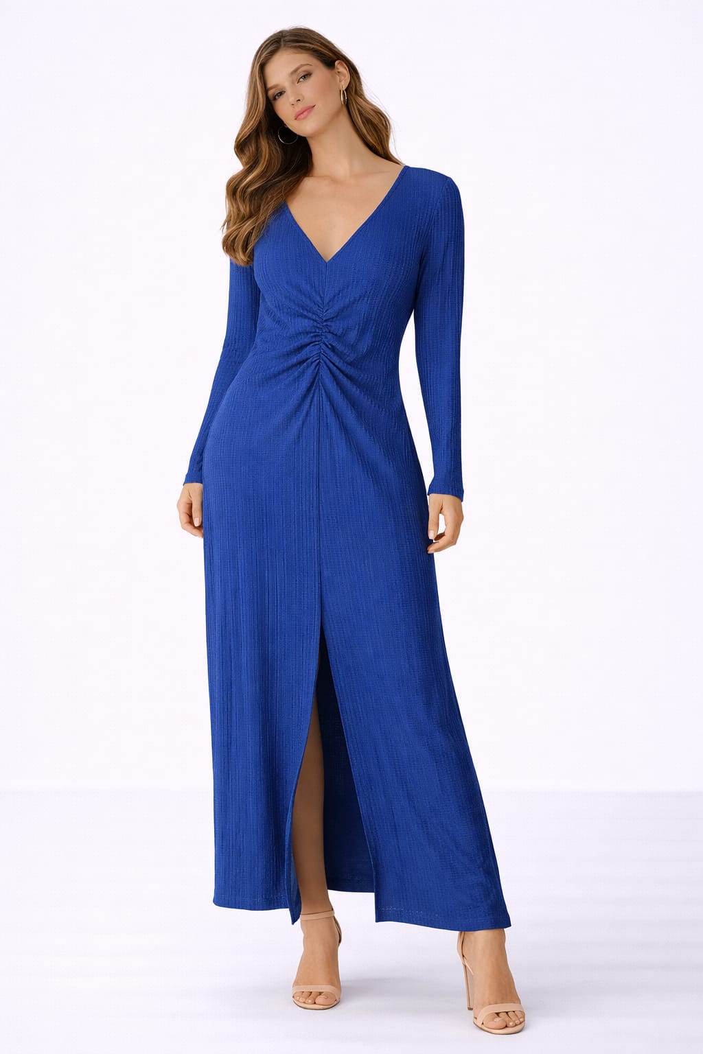 Vila blue long sleeve midi dress