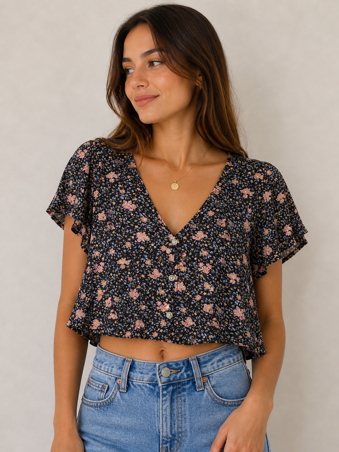 American Eagle crop blouse