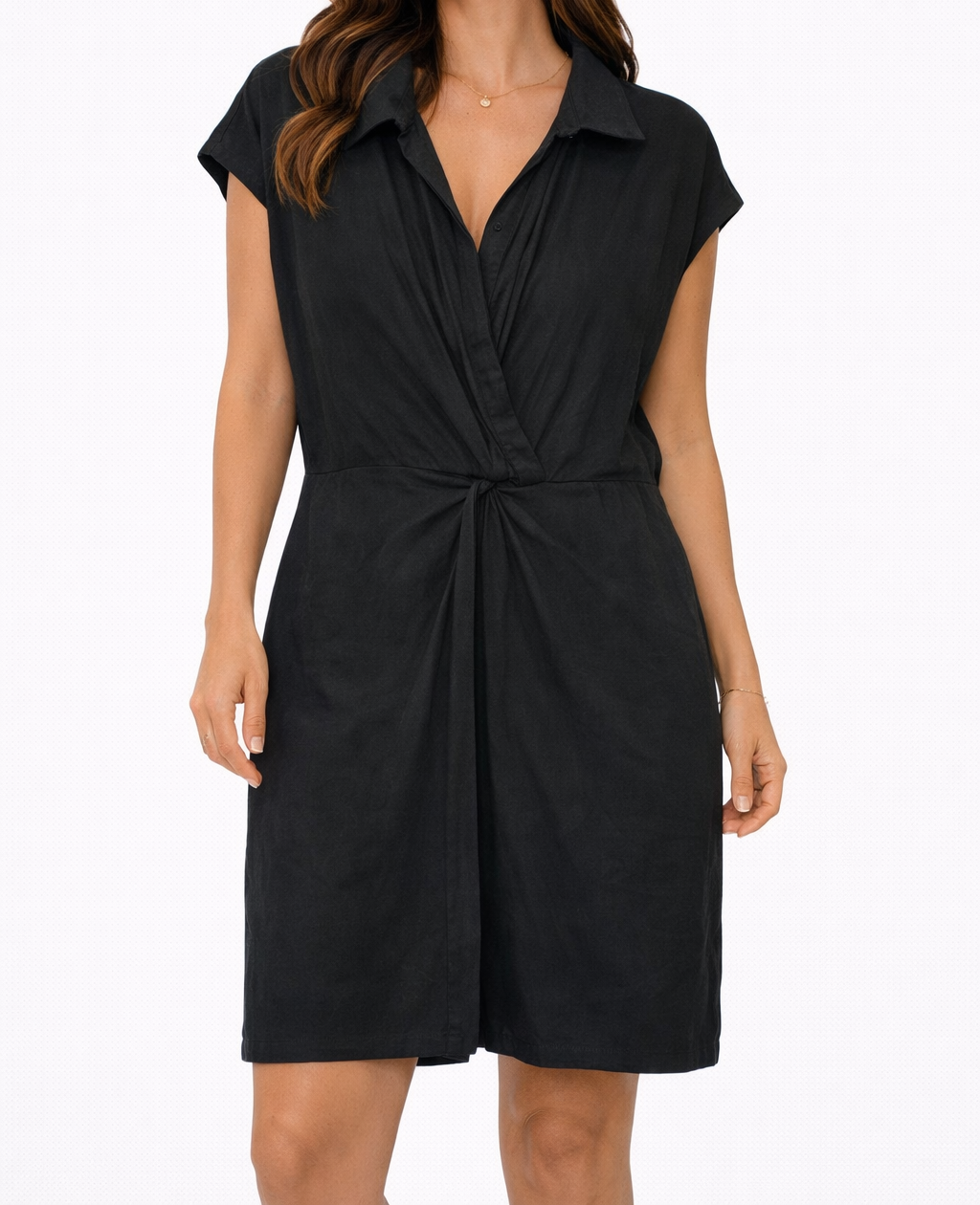 Mango black linen dress