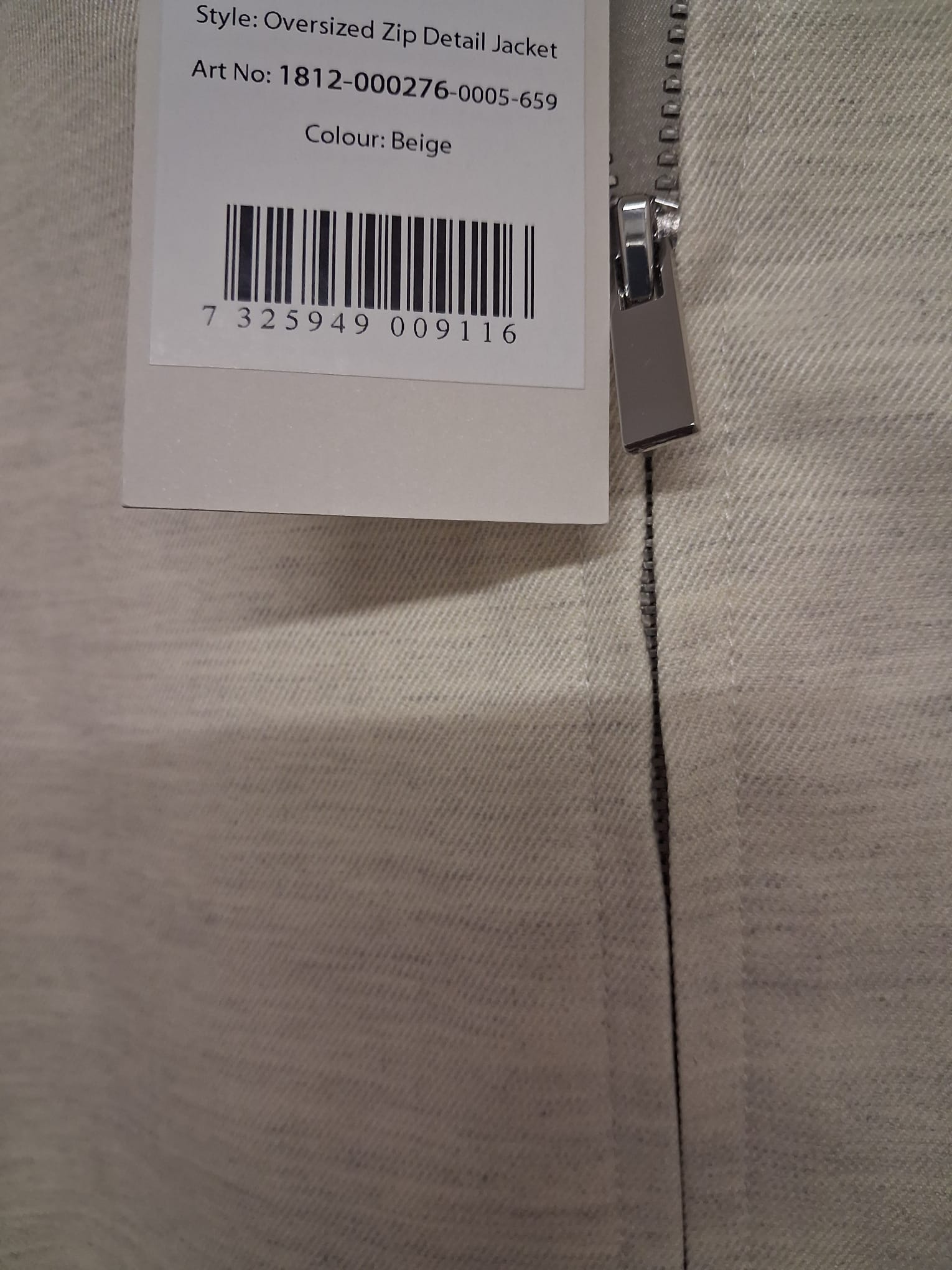 Na-kd beige oversized zip jacket
