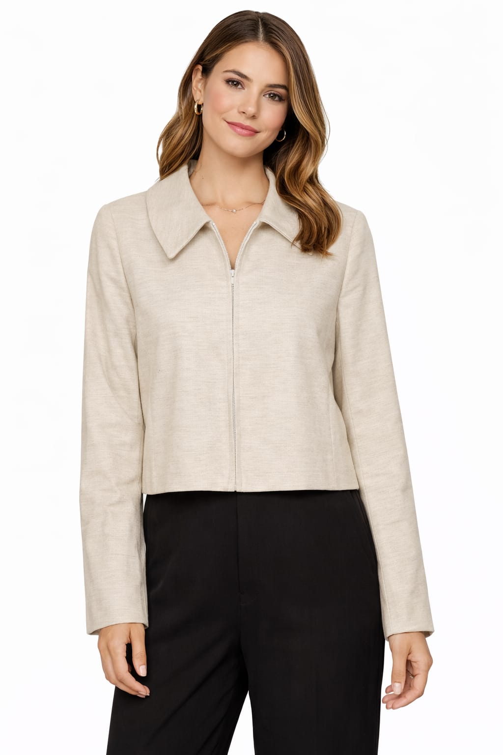 Na-kd beige oversized zip jacket